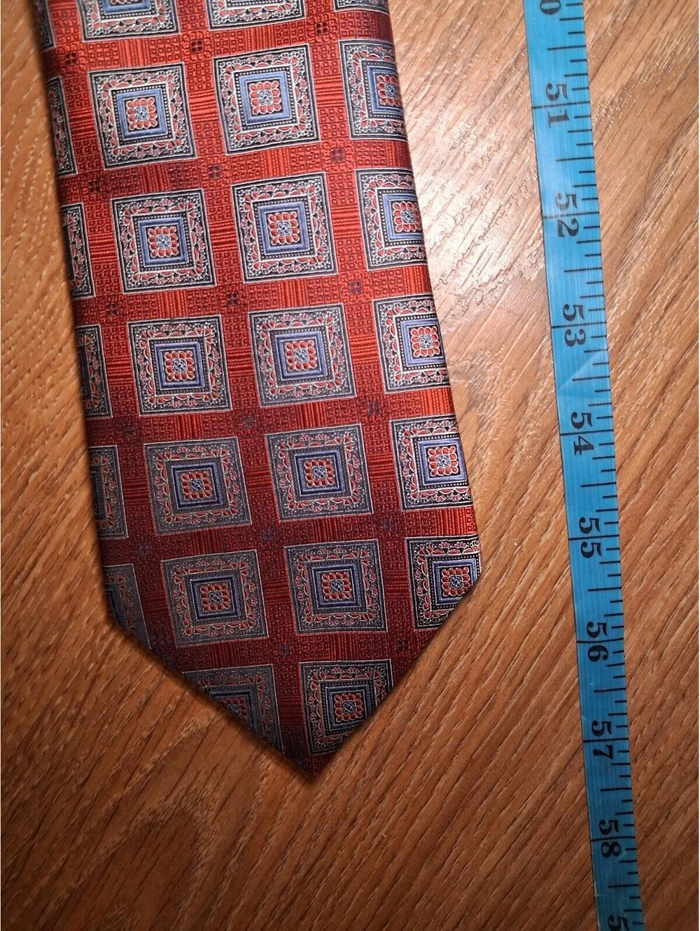 Ermenegildo Zegna Silk Tie Red Blue Geometric Made In Italy